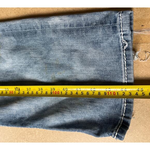 Rock Revival Size 38 Feeny Denim Jeans Embroidered Distressed Straight Leg - Picture 3 of 8